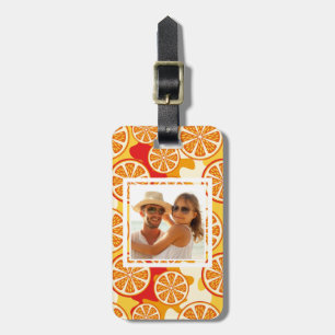 Étiquette À Bagage Le motif orange lumineux   d'agrume ajoutent votre
