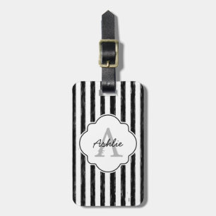 Étiquette À Bagage Le noir décontracté peint barre le monogramme et