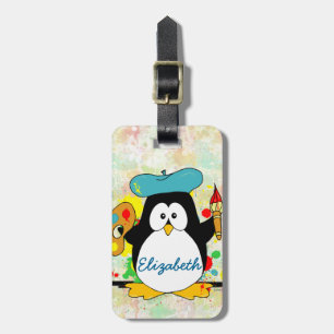 Étiquette À Bagage Le peintre artistique de pingouin personnalisent
