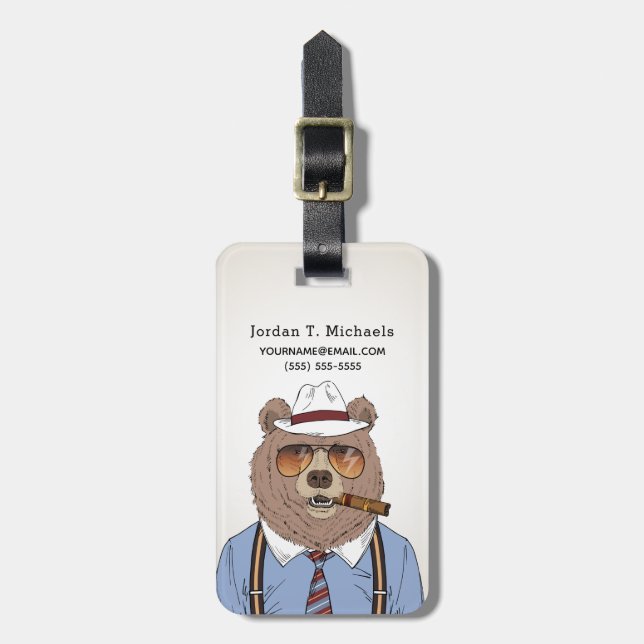 Étiquette À Bagage Le petit déjeuner | d'ours ajoutent votre nom (Devant Vertical)
