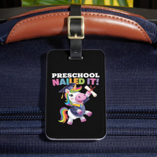 Étiquette À Bagage Le préscolaire l'a cloué Unicorn Graduation Cap