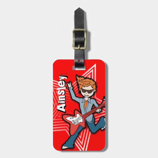 Étiquette À Bagage Le rouge de Rockstar badine l'étiquette de bagage (Devant Vertical)