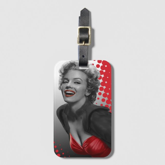 Étiquette À Bagage Le rouge pointille Marilyn (Devant Vertical)