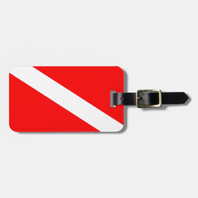 Étiquette À Bagage le symbole diagonal rouge de la plongée sous-marin (Devant horizontal)