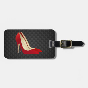Étiquette À Bagage le talon haut rouge chausse l'étiquette de bagage