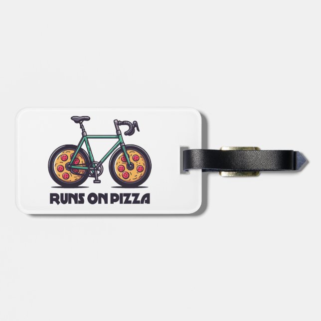 Étiquette À Bagage Le Vélo Passe Sur La Pizza (Dos horizontal)