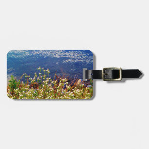 Étiquette À Bagage L'eau bleue de fleurs sauvages de marguerite
