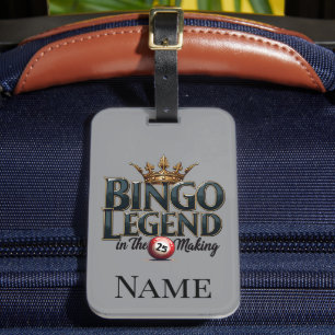 Étiquette À Bagage Légende du Bingo Couronnée d'Or Typographie Rétro