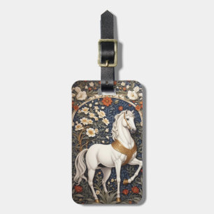 Étiquette À Bagage L'Élégant William Morris Inspiré Cheval Blanc