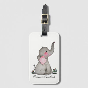 Étiquette À Bagage L'éléphant mignon de bébé d'aquarelle avec