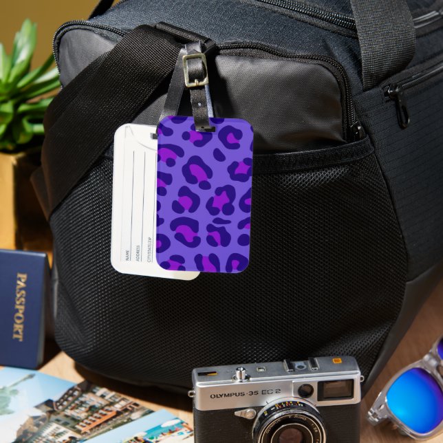 Étiquette À Bagage "Leopard violet électrique" (Recto & Verso)