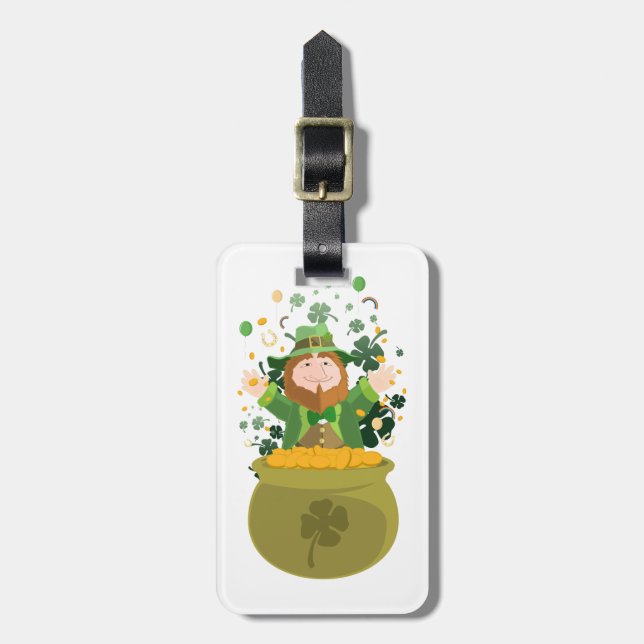 Étiquette À Bagage Leprechaun de Saint Patrick (Devant Vertical)