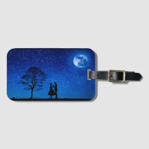 Étiquette À Bagage Les amoureux en pleine lune