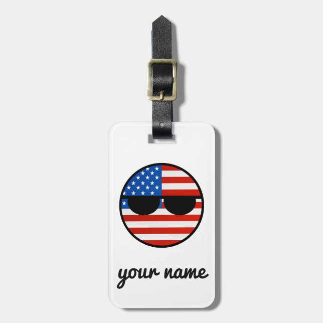 Étiquette À Bagage Les Etats-Unis Geeky tendants drôles Countryball (Devant Vertical)