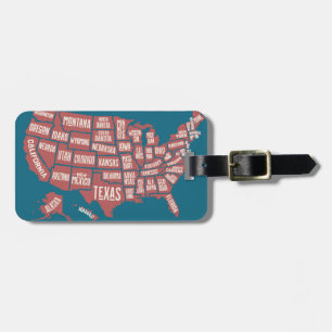 Étiquette À Bagage Les Etats-Unis tracent la typographie de