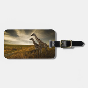 Étiquette À Bagage Les girafes et le paysage