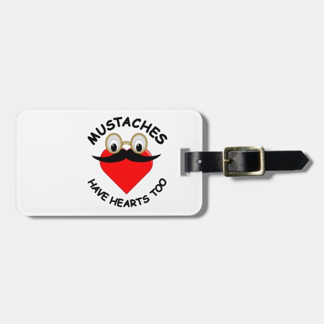 Étiquette À Bagage Les moustaches ont aussi des coeurs (Devant horizontal)