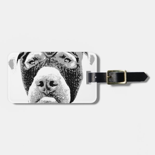ÉTIQUETTE À BAGAGE LES PITBULLS VOLERONT VOTRE COEUR (Devant horizontal)