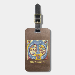 ÉTIQUETTE À BAGAGE LETTRE BLEUE ET ROUGE MOYENNE M ILLUMINÉE