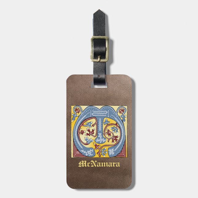 ÉTIQUETTE À BAGAGE LETTRE BLEUE ET ROUGE MOYENNE M ILLUMINÉE (Devant Vertical)