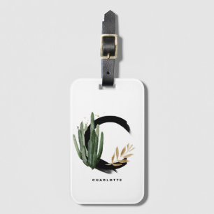 Étiquette À Bagage LETTRE BOHO Cactus Tropical A MONogramme BRIDESMai