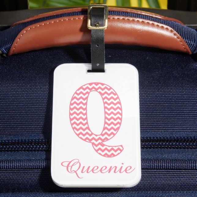 Étiquette À Bagage LETTRE CHICOPIE PINGÉE Pink Classique Q MONogramme (Insitu Rectoal 2)