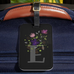 Étiquette À Bagage LETTRE INITIALE E PLUS DRAPEAU DE CONCEPTION Flora