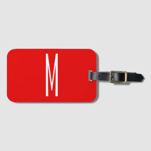 Étiquette À Bagage Lettre initiale Monogramme Style moderne Rouge Bla