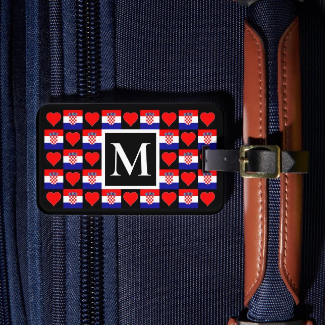 Étiquette À Bagage LETTRE PERSONNALISÉE Croatie Drapeau personnalisé  (Insitu Rectoal 4)