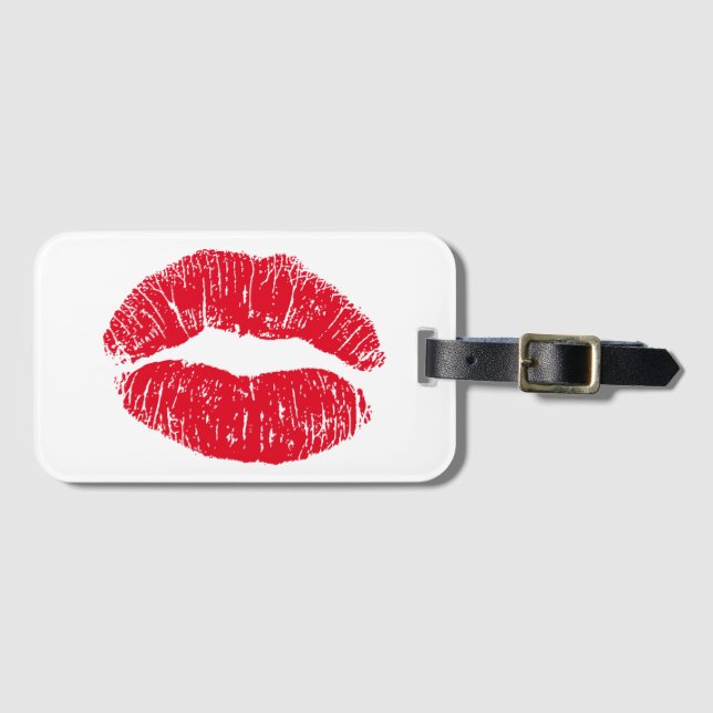 Étiquette À Bagage Lèvres de baiser rouges (Devant Horizontal)