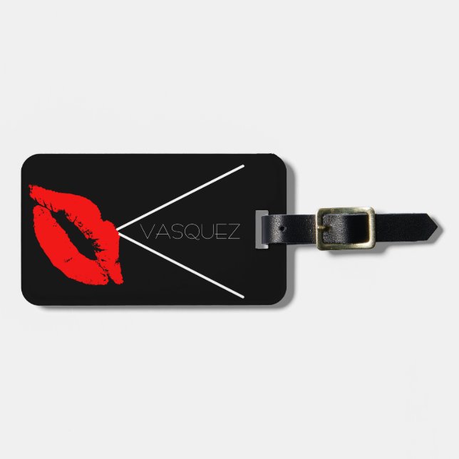 Étiquette À Bagage Lèvres Kiss Black Rouge Lipstick Vasquez V Monogra (Devant horizontal)