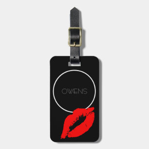 Étiquette À Bagage Lèvres Kiss Personnalisées Lèvres Rouge Noir Lèvre