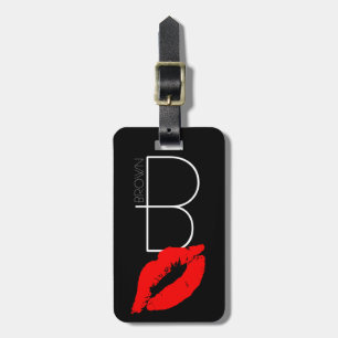 Étiquette À Bagage Lèvres Kiss personnalisées Rouge noir Lipstick Bro