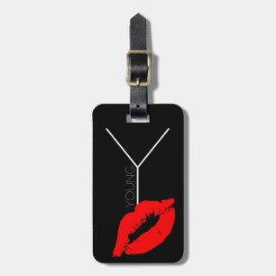 Étiquette À Bagage Lèvres Kiss Personnalisées Rouge Noir Lipstick Jeu