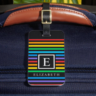 Étiquette À Bagage LGBTQ Arc-en-ciel Rouge Bleu Vert Noir Ligne Multi