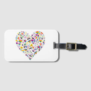 Étiquette À Bagage LGBTQ+ Pride Coeurs de drapeau combiné