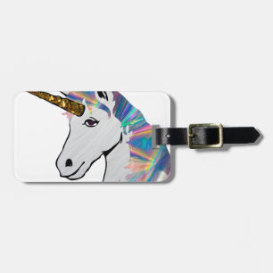 Étiquette À Bagage licorne holographique