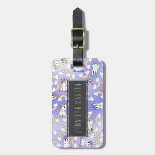 Étiquette À Bagage Licornes Girly mignonnes et motif coloré