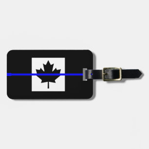 Étiquette À Bagage Ligne bleue mince sur le drapeau canadien