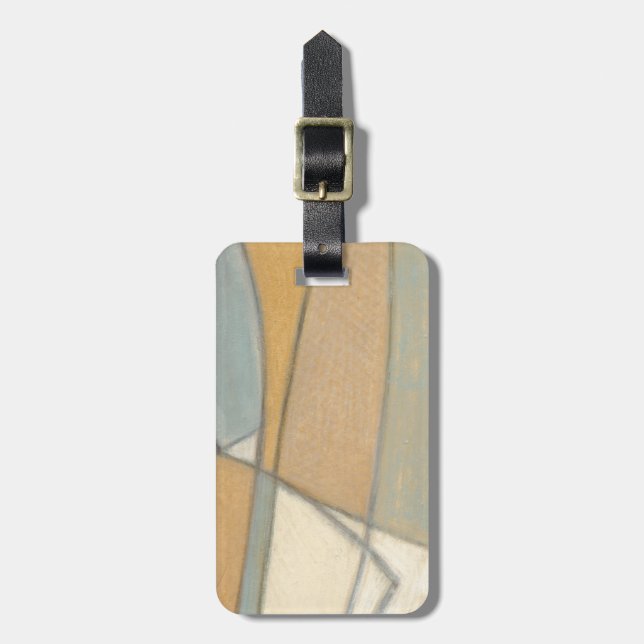 Étiquette À Bagage Lignes courbées et tons de terre bouclés (Devant Vertical)