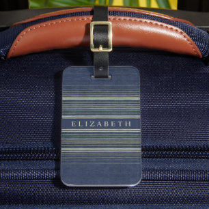 Étiquette À Bagage Lignes de couleur gris bleu Denim personnalisables