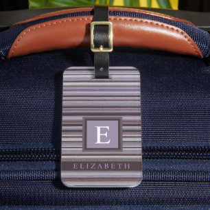 Étiquette À Bagage Lignes de couleurs Brown pourpres personnalisables