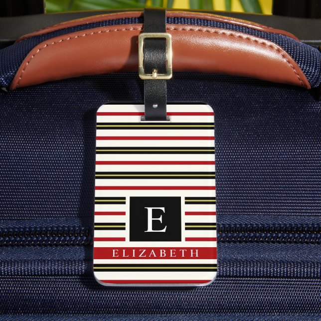 Étiquette À Bagage Lignes d'or blanc noir jaune personnalisable (Insitu Rectoal 2)