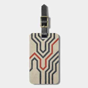 Étiquette À Bagage Lignes graphiques orange et bleu