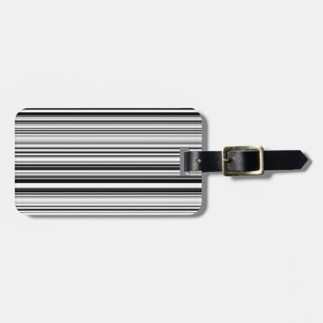 Étiquette À Bagage Lignes noires et blanches (Devant horizontal)