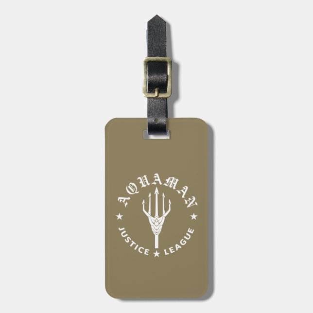 Étiquette À Bagage Ligue de Justice | Aquaman Retro Trident Emblem (Devant Vertical)