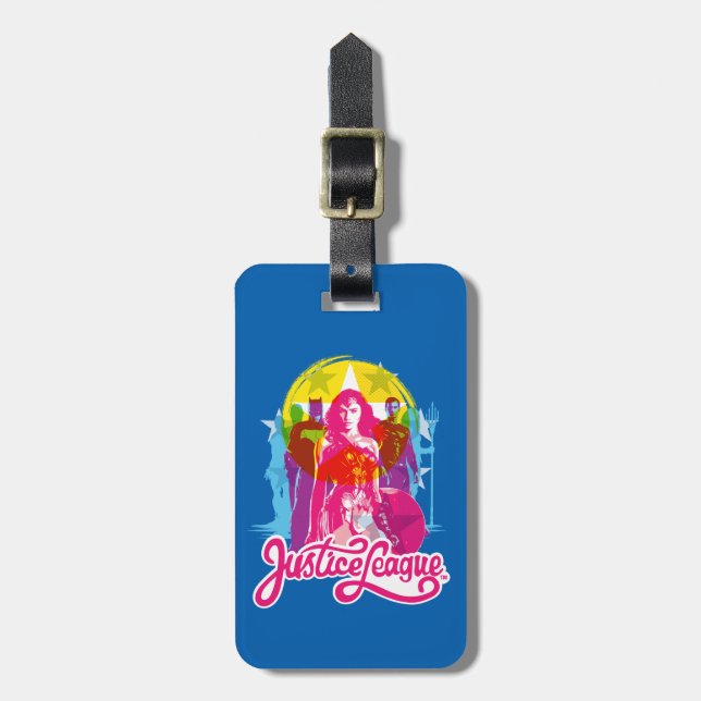 Étiquette À Bagage Ligue de Justice | Retro Group & Logo Pop Art (Devant Vertical)