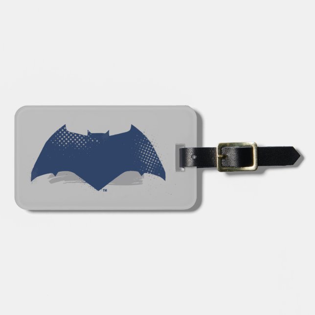 Étiquette À Bagage Ligue de Justice | Symbole Batman de brosse et dem (Devant horizontal)