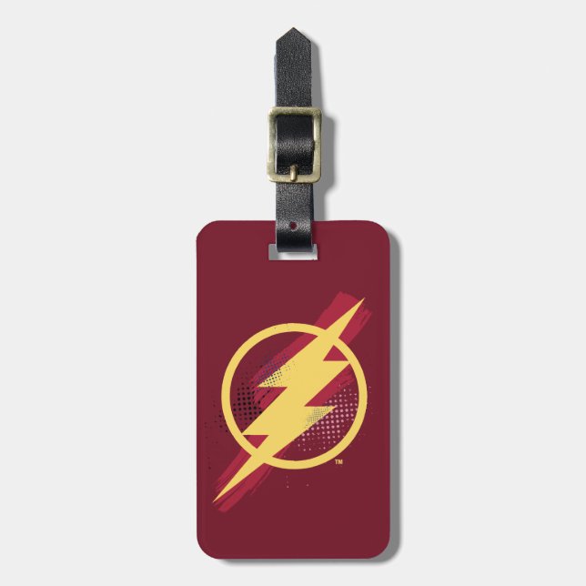 Étiquette À Bagage Ligue de Justice | Symbole Flash brosse et demi-to (Devant Vertical)