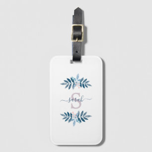 Étiquette À Bagage Lilac Aquarelle Florale Monogramme